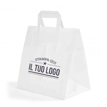 shopper in carta bianca base larga personalizzabili